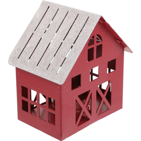 FENGGUIQU Restaurant Decor Dark Red Village House Candle Holder Iron 1Pack