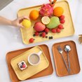 thumbnail image 6 of Lisbinx Wood Grain Plastic Serving Tray | Snack & Appetizer Platter | Multi-Functional Cup & Fruit Tray | Raised Edge for Spill Prevention | 1 Pack, 6 of 6