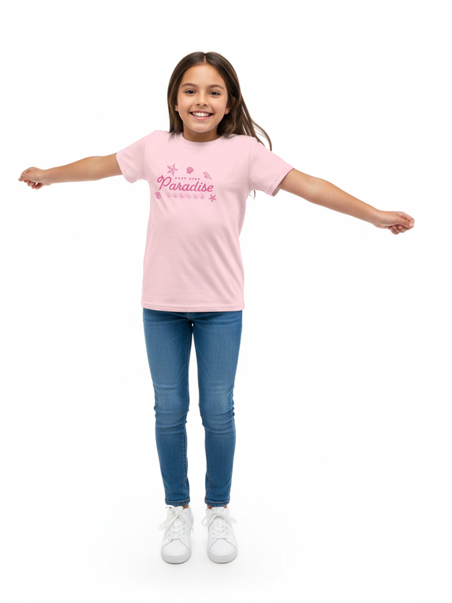 Wonder Nation Girls Delicate Paradise Graphic Tee with Short Sleeves, Sizes 4-18