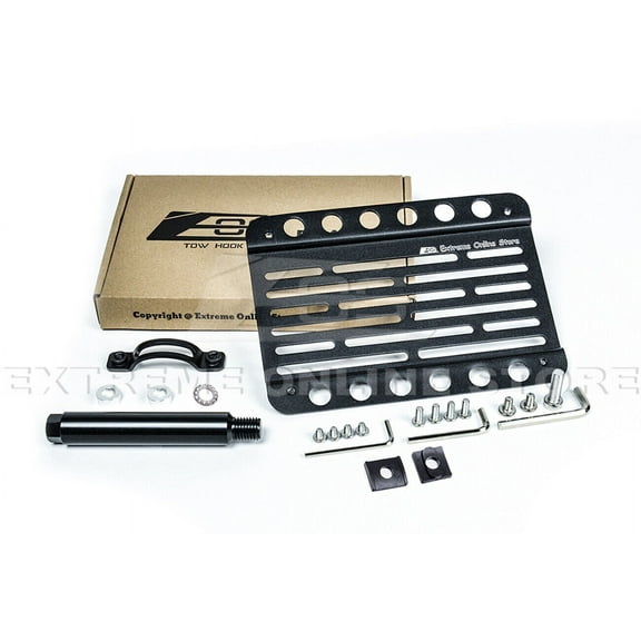 Extreme Online Store Replacement For 2005-2008 Nissan 350Z Nismo Models | EOS Plate Version 1 Front Bumper Tow Hook License Relocator Mount Bracket Tow-606 (Mid Size)