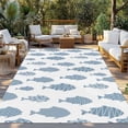 thumbnail image 2 of 4' x 6' Outdoor Rug, Abstract Art Fish Blue Outdoor Washable Rug Large Floor Carpet, Coastal Ocean Summer Marine Life Non Shedding Area Rug for Outside Patio RV Porch Deck Balcony Camping Living Room, 2 of 9