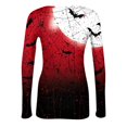 thumbnail image 4 of Satingcolo Womens Halloween Long Sleeve Crewneck Shirts Fall Trendy Funny Pumpkin Bats Skull Graphic Slim Basic Tops Wine L, 4 of 6