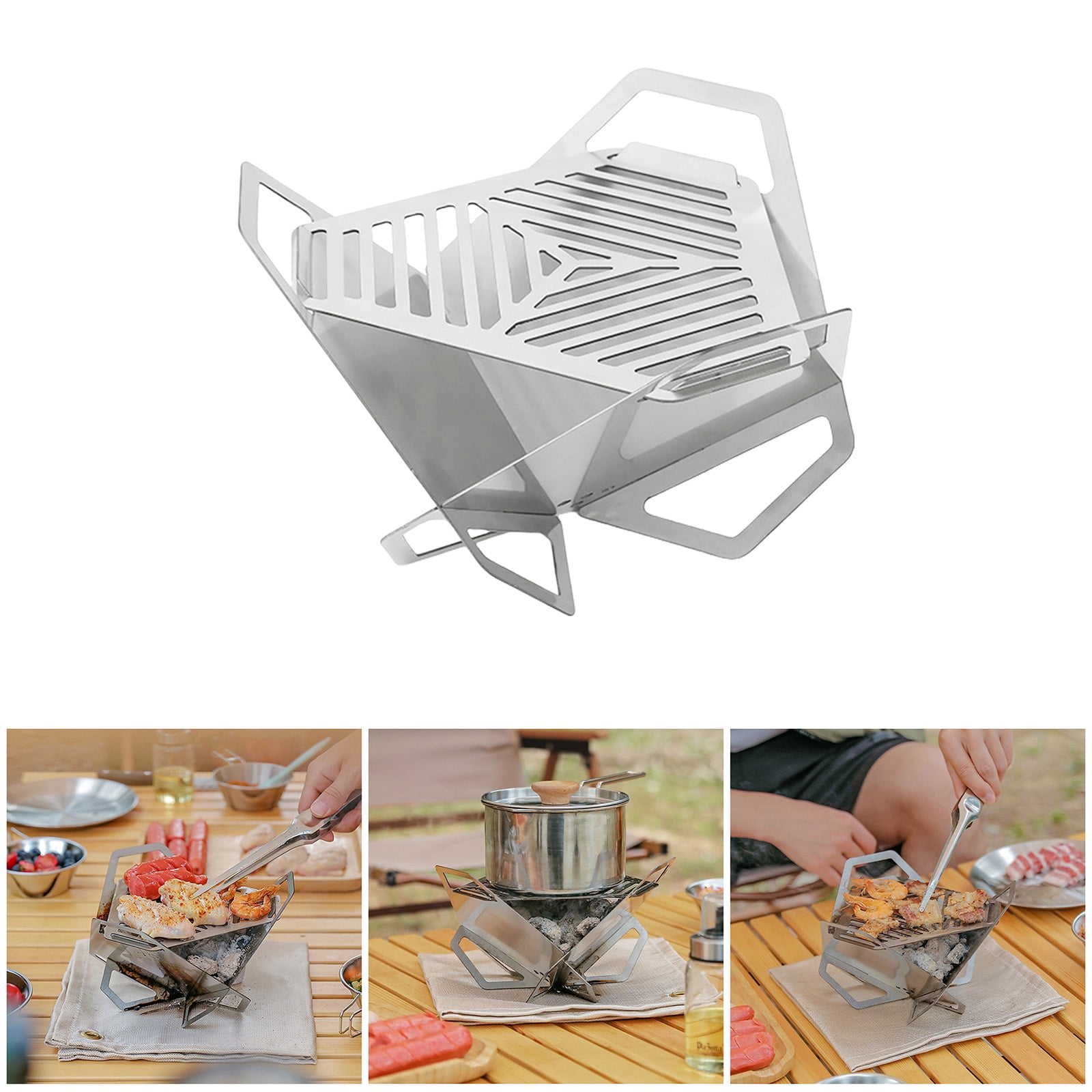 Portable BBQ Grills Stove Outdoor Small Camping Picnics Grills Detachable Charcoal Firewood Stove for Picnics Hiking