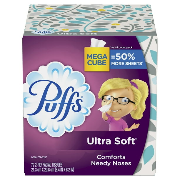 Puffs Ultra Soft NonLotion Facial Tissue, 1 Mega Cube, 72 ct Walmart
