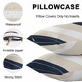thumbnail image 4 of Navy Beige Striped Outdoor Pillow Covers 20x12 Inch Lumbar Pillow Covers Set of 2 Waterproof Decorative Throw Pillow Cases Gradient Geometric Blue White Cushion Covers for Patio Furniture Garden, 4 of 8