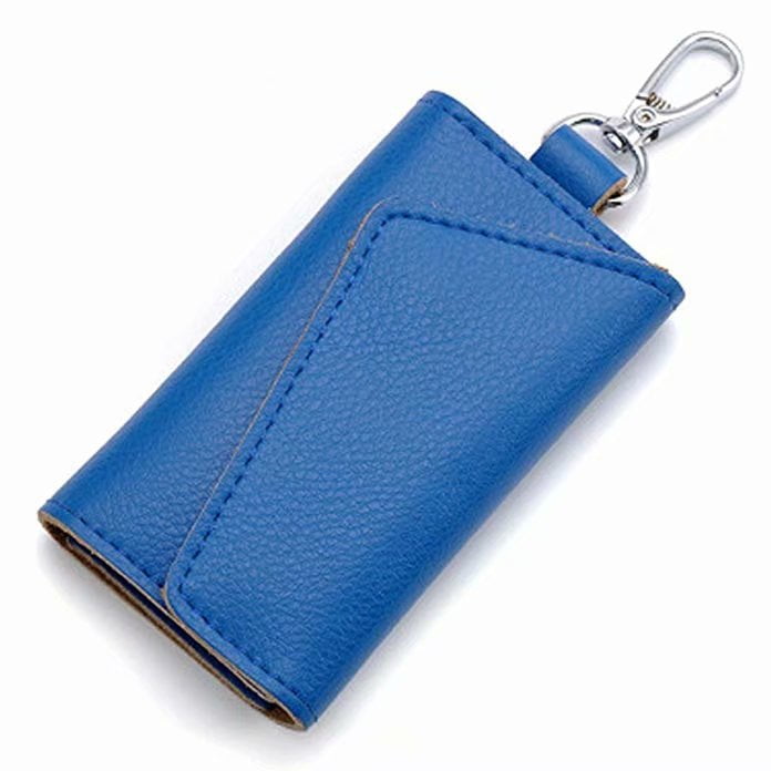 Leather Key Case Wallets Unisex Keychain Key Holder Ring with
