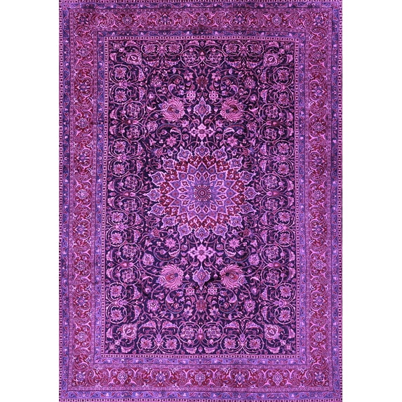 Ahgly Company Indoor Rectangle Medallion Purple Traditional Area Rugs, 8' x 10'