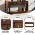 thumbnail image 5 of Harper & Bright Designs Farmhouse Rectangular Console Table with Storage, Narrow Entryway Table with 3 Drawers and Shelf, Wood Curved Sofa Table for Living Room, Hallway, Walnut, 5 of 13