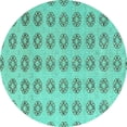 thumbnail image 1 of Ahgly Company Machine Washable Indoor Round Abstract Turquoise Blue Modern Area Rugs, 4' Round, 1 of 4