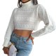 thumbnail image 1 of Suéter de punto corto de manga larga con cuello alto para mujer, suéter informal de otoño e invierno para oficina, trabajo, citas en casa, 1 of 6