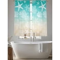 thumbnail image 5 of Marine Life Sheer Curtains 63 Inch Long 2 Panels, Starfish Coral Shell Gradient Green Brown Ocean Light Filtering Rod Pocket Curtains, Sheer Voile Drapes for Living Room Bedroom, 52"x63", 5 of 8