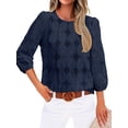 thumbnail image 3 of WIHOLL Blouses for Women Lace Tops Dressy 3/4 Length Sleeve Business Casual Outfits Vacation Spring Summer Clothes, 3 of 11