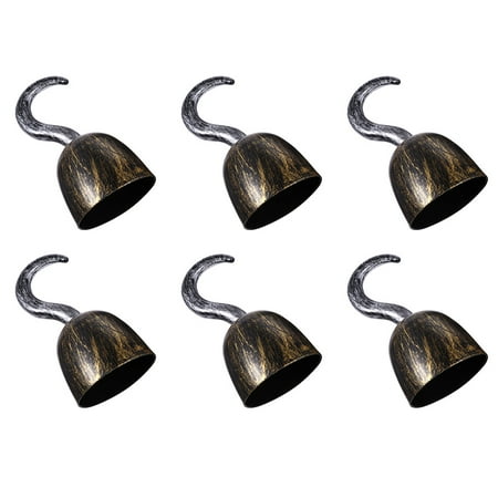 

6pcs Simulate Bronze Pirate Hooks Cosplay Pirate Hooks Fake Plastic Hooks