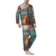 thumbnail image 2 of Fotbe Swimming Goggled Flamingo Pijama de Hombre con Estampado de Manga Larga, Conjunto de 2 Piezas, Ropa de Dormir Suave y Cómoda con Bolsillos-XX-Large, 2 of 7