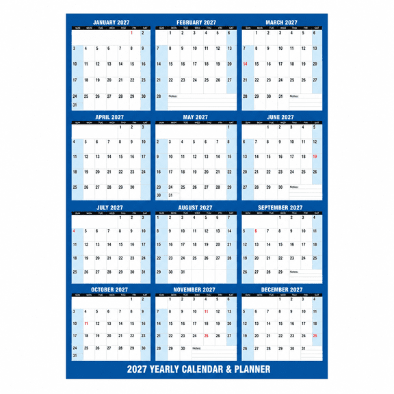 2027 Calendar Wall Planner, Large 12 Month Reversible Wet Dry Erase Calendar, Laminated Year Calendar Wall for Family Office Classroom Planning