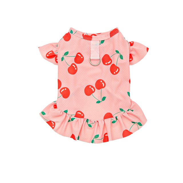 Ropa para Perros Vestido Floral de Mascota de Seda de Hielo, Traje de Perro de Gato, Traje de Gato Fresco Floral de Verano