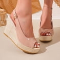 thumbnail image 5 of Miluxas Womens Evening Slingback Buckle Platform Peep Toe Wedge High Heel Pumps Shoes Pink 6(37), 5 of 9