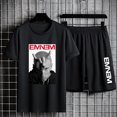 thumbnail image 4 of Conjuntos de dos piezas con estampado de Eminem para hombre, camiseta de manga corta, pantalones cortos, traje deportivo informal de talla grande, Conjunto de camiseta de Hip Hop para mujer, Verano, 4 of 4