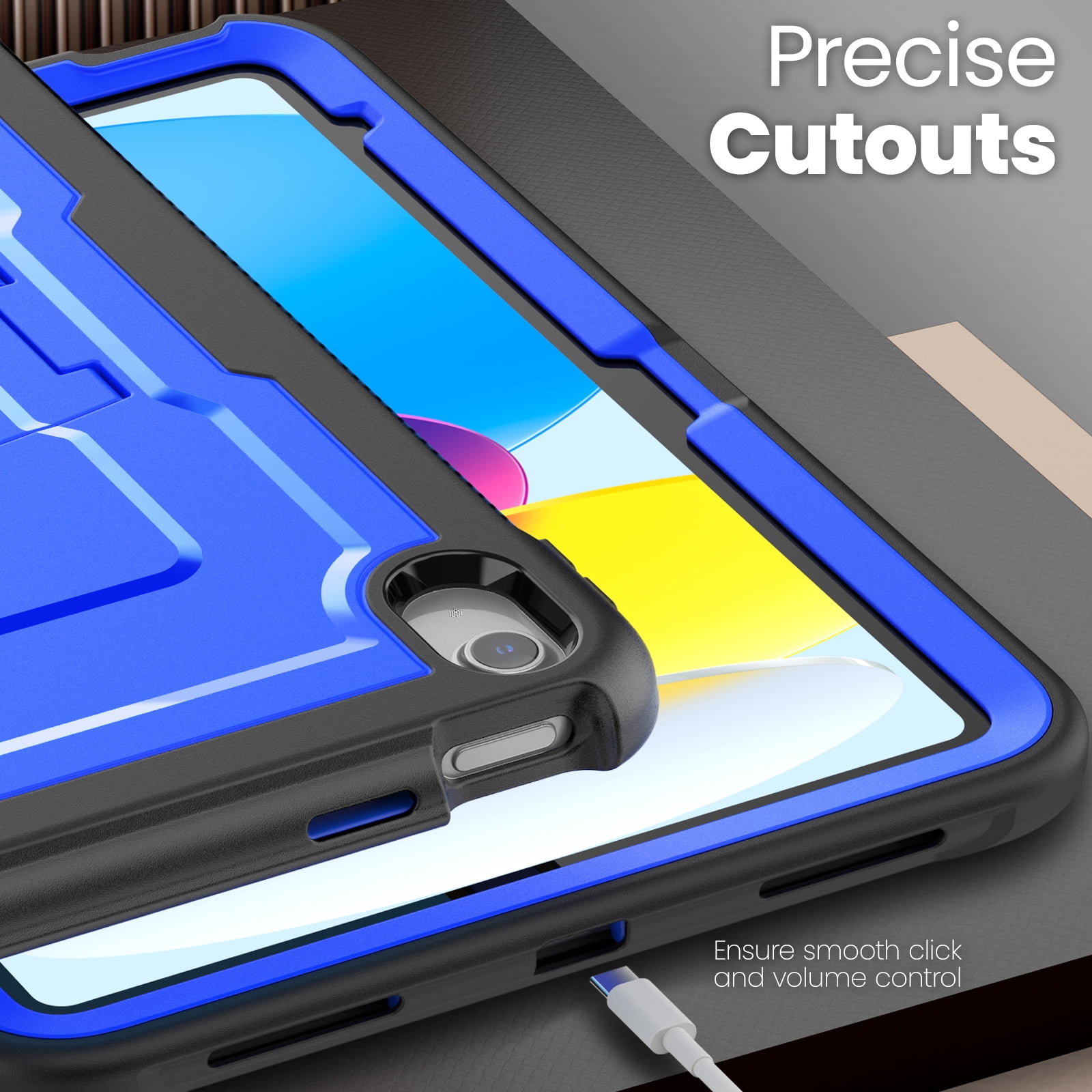 Allytechgroup Case for Apple iPad (A16) 11th Generation 11 inch 2025 Model with Pencil Holder/Kickstand Hard PC + Soft TPE Bumper Rugged Slim Stand Shockproof Shell Heavy Duty Protection Cover, Blue