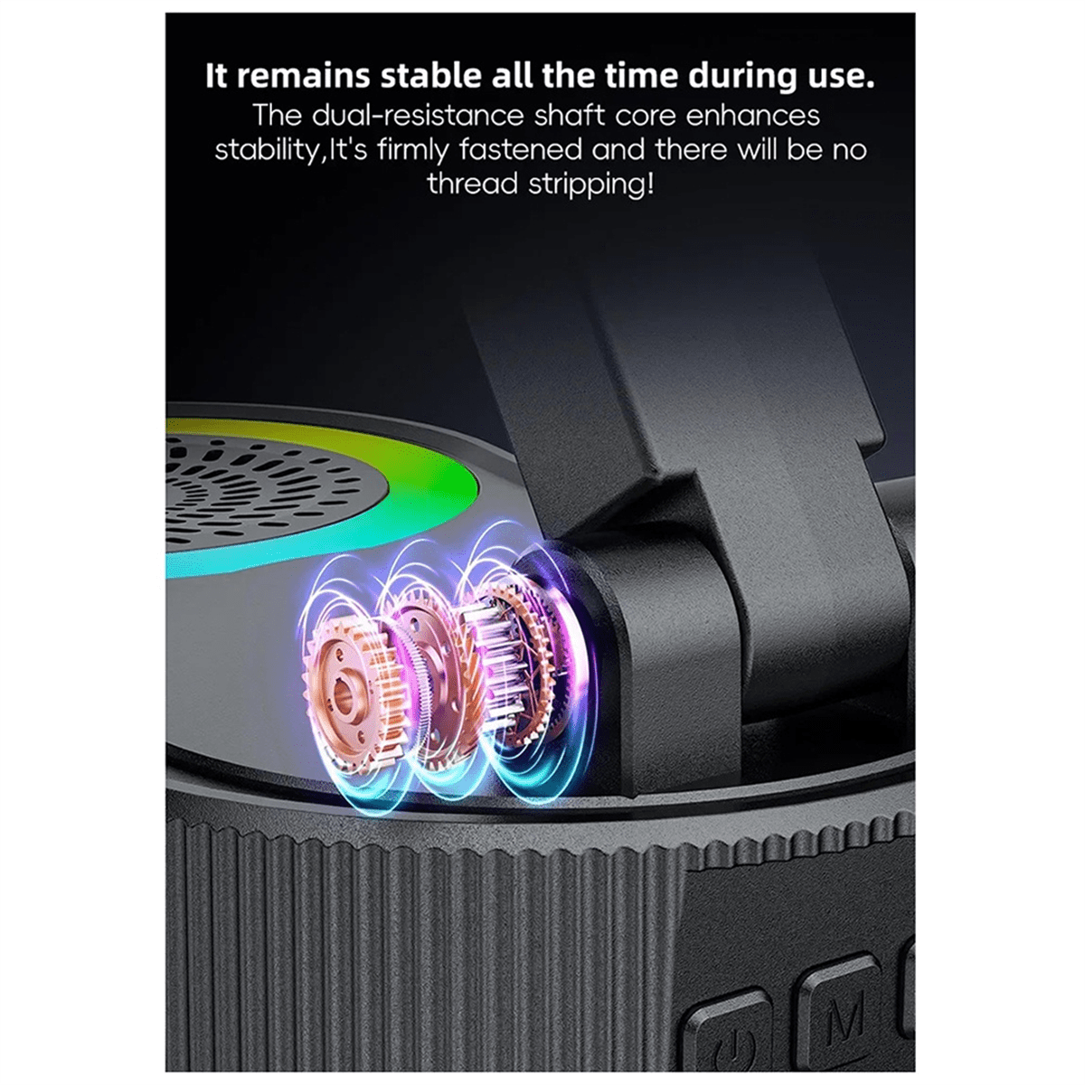 Upgraded Desk Phone Stand Adjustable Portable RGB Mount with Microphone Speaker for Counter Vanity Nightstand Travel Car,1 * Desk Phone Stand,Black