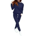 thumbnail image 4 of BLOCLOALO 2 Piece Lounge Set Long Sleeve Pullover Sweatshirts Fashionable Sports Casual Jacket Trousers Round Neck Suit Sweatpants and Sweatshirt Set Plus Size Workout Sets Casual Sets Navy 4Xl, 4 of 7