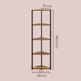 thumbnail image 4 of VASAGLE 5-Tier Corner Shelf, Bookcase with Adjustable LED Lights, Storage Shelf with Steel Frame, 9.8 x 18.9 x 57.7 inches, for Living Room, Bedroom, Study, Rustic Brown,Adult, 4 of 8