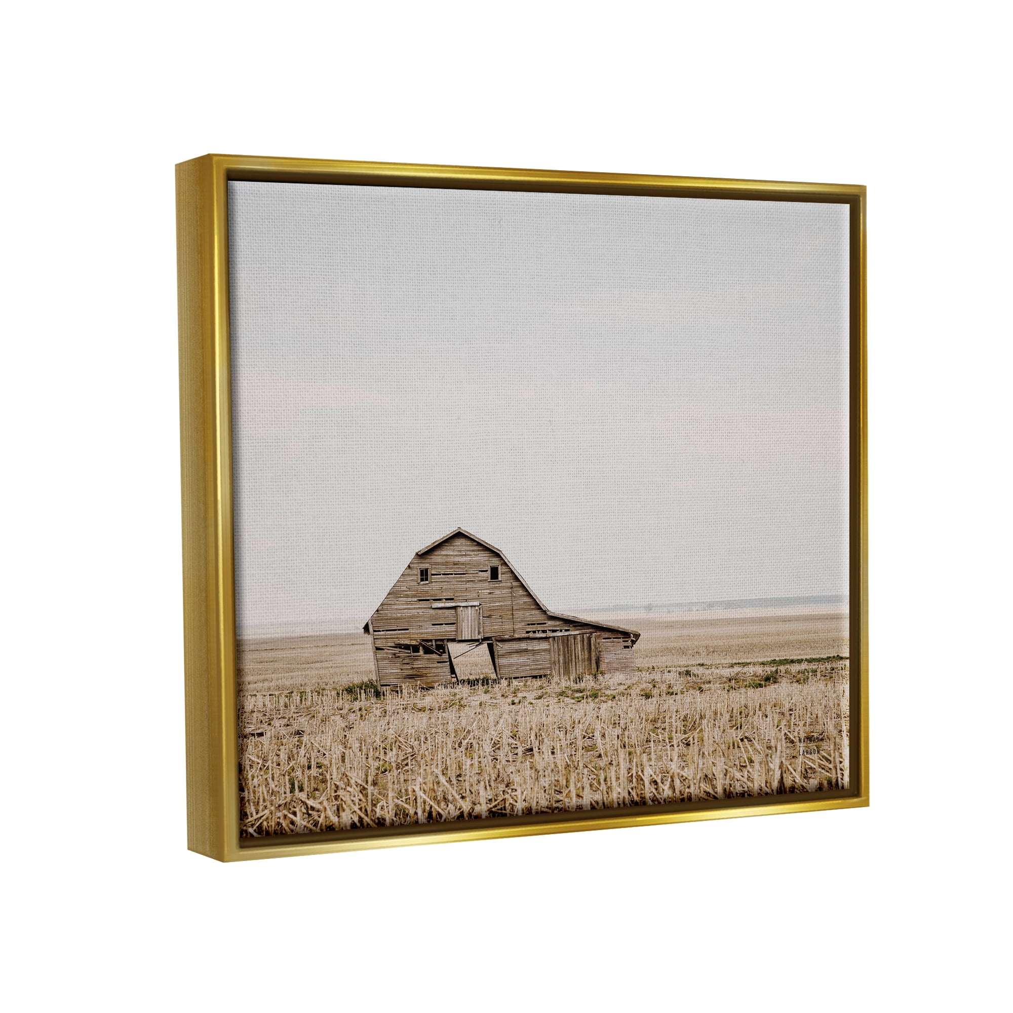 Stupell Industries Ranch Barn Photography Landscape Photography Gold Floater Framed Canvas Art Print Wall Art, 21 x 17