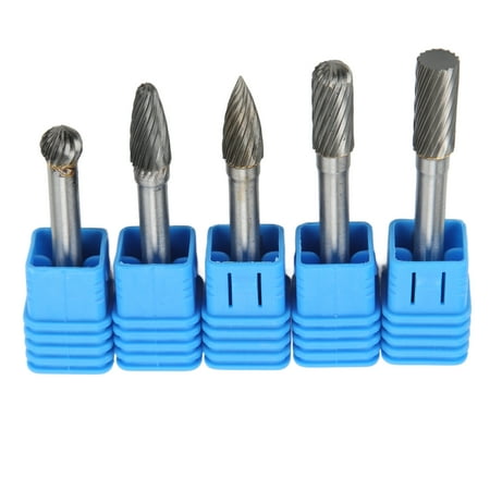 

5PCS Single Cut Rotary Burr File Set Tungsten Carbide 6mm 1/4in Shank for Polishing Grinding Woodworking CarvingACDFG