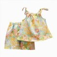 thumbnail image 4 of KPOPLK Summer Toddler Baby Girl Clothes 2 Piece Sleeveless Tank Tops and Shorts Sets Girls Cute Outfits(5-6 Years,Yellow), 4 of 4