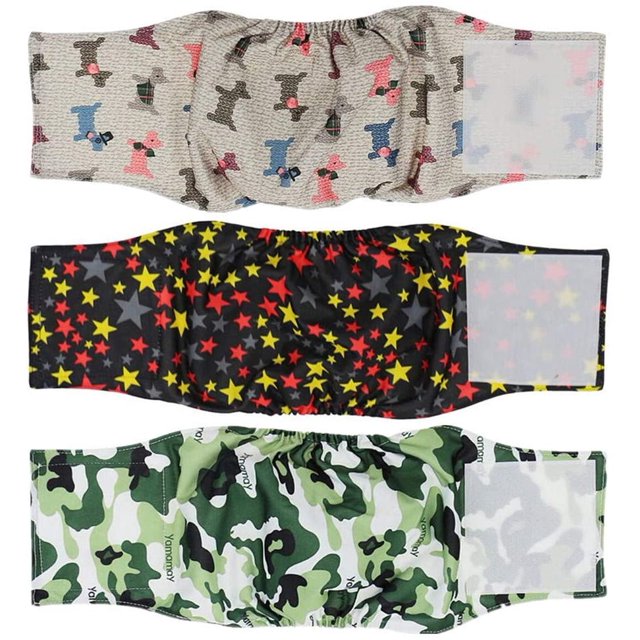 3 pieces Washable & Reusable Dog Diapers Physiological Pants Belly Band for Male Dogs