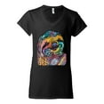 thumbnail image 3 of Funny Neon Sloth | Dean Russo Art Animal Lover Womenâ€™s Standard V-Neck Tee, Black, L, 3 of 5