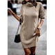 thumbnail image 1 of Suéter de cuello alto y manga larga de color puro para mujer, vestido de otoño e invierno, 1 of 6