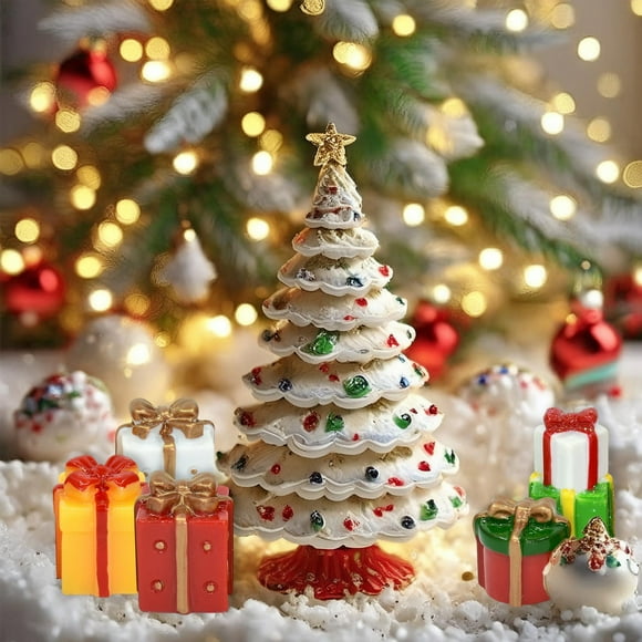 Mini Christmas Gift Boxes Set of 5 | Resin Decorative Boxes with Bows for DIY Crafts, Home Decor, Tree Ornaments & Holiday Displays