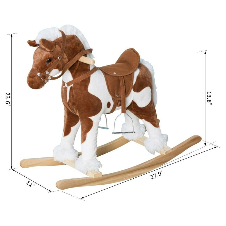 Qaba Kids Plush Ride on Rocking Horse Chair Toy With Nursery Music