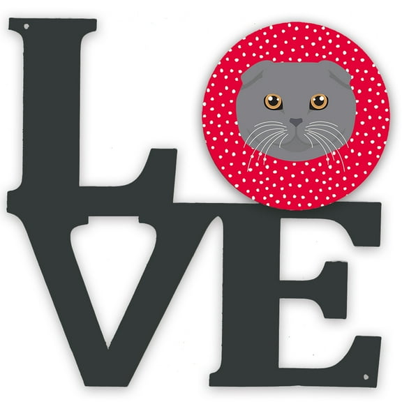 Scottish Fold Cat Love Metal Wall Artwork LOVE Red