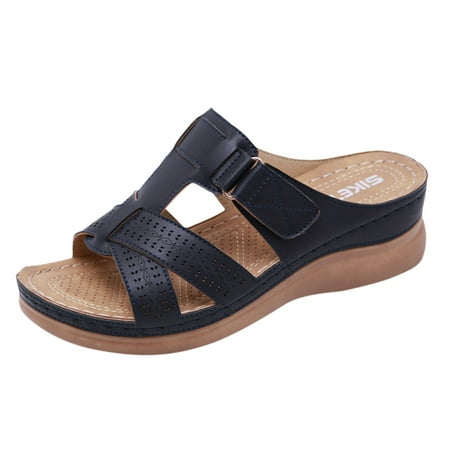 

ZIZOCWA Flat Sandals for Women Womens Snakeskin Sandals Ladies Summer New Summer Classic Wedge Stitched Leather Ladies Sandals Fashion Ladies Sandals 7.5