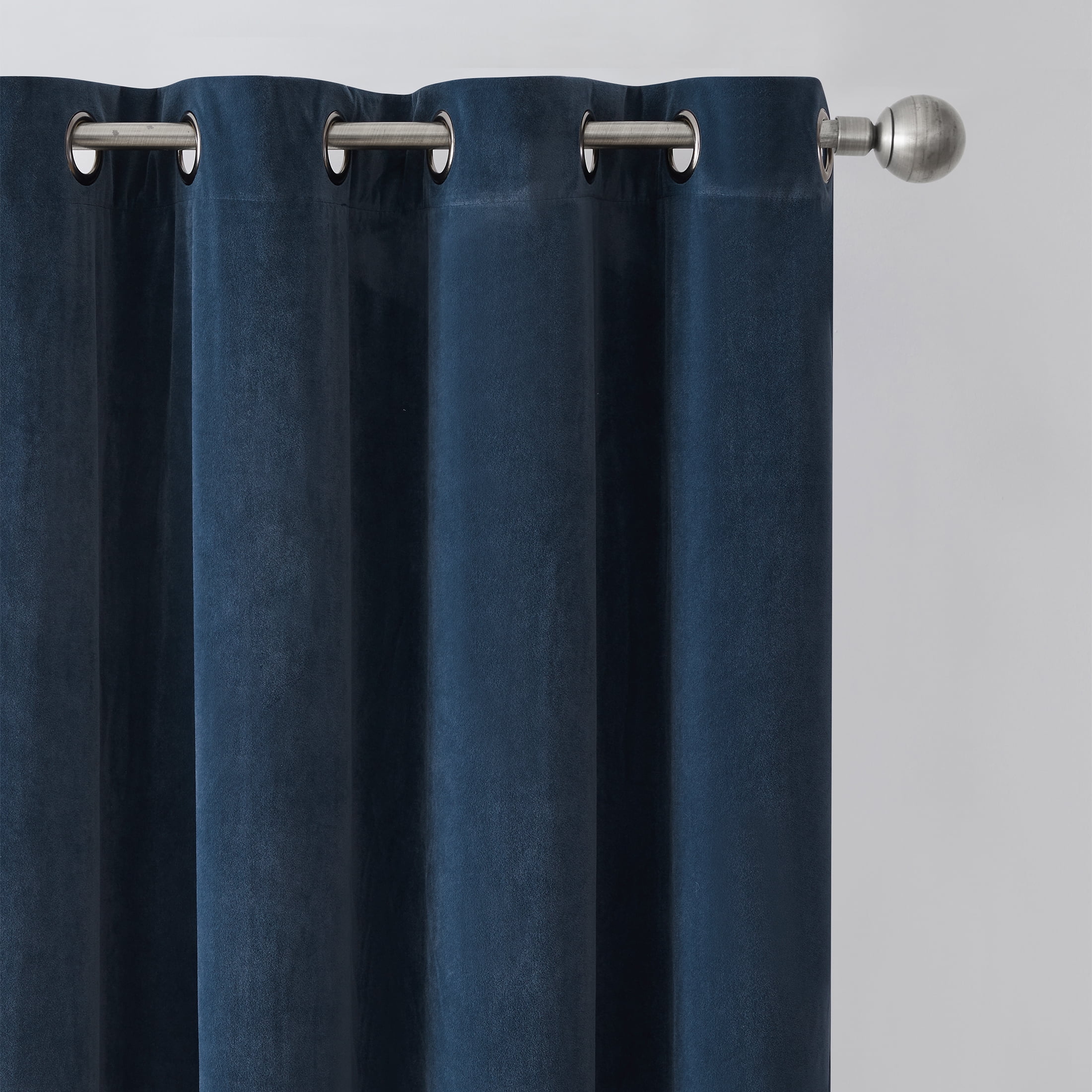 Better Homes & Gardens Velvet Grommet Blackout Single Curtain Panel, Navy, 52" x 95"