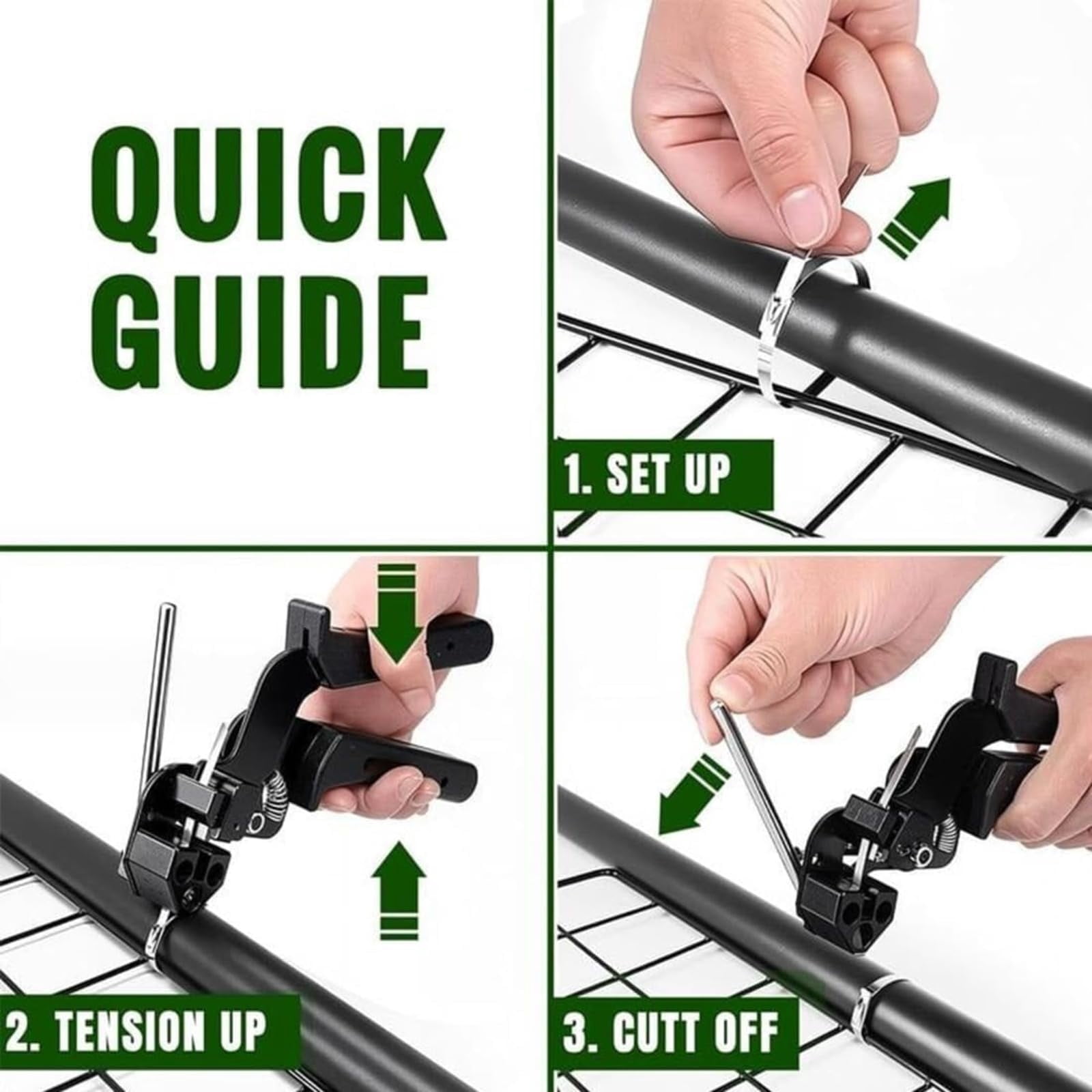 Stainless Steel Cable Tie Gun with Metal Zip Ties - Stainless Steel Zip Ties Gun Kit, Heavy Duty Tensioning and Cutting Tool with Self Locking Metal Ties for Fence, Exhaust and Farm