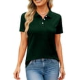thumbnail image 6 of Women's Golf Tennis Polo Shirts Short Sleeve Collared Button Down Moisture Wicking Tops Lightweight Breathable Summer Casual Shirts, #03 Dark Green, M, 6 of 6
