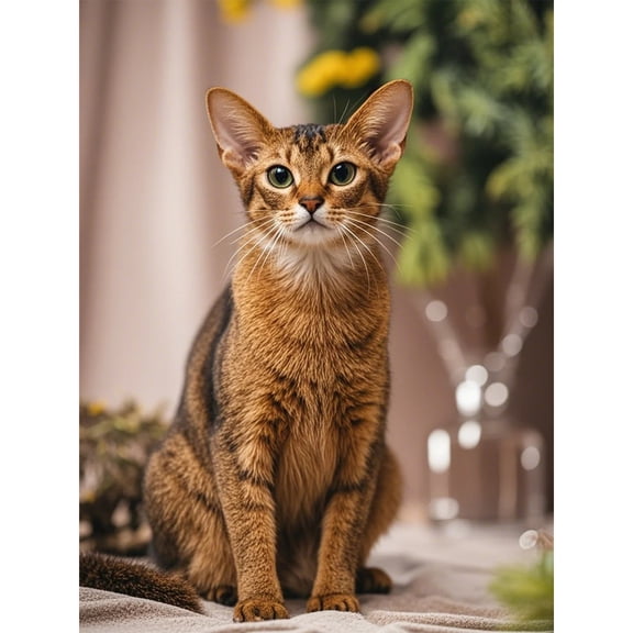 Abyssinian Cat Kitten Diamond Dots Painting DIY Kits 5D Diamond Art Full Round Drill Rhinestones by Number Embroidery Arts and Crafts for Living Room Home Wall Decor 12x16 inch / 30x40cm