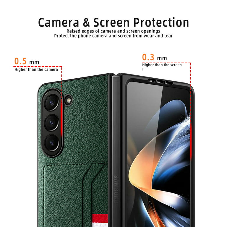 For Samsung Galaxy Z Fold 5 Leather Wallet Case Card Slot/Lens/Screen  Protector