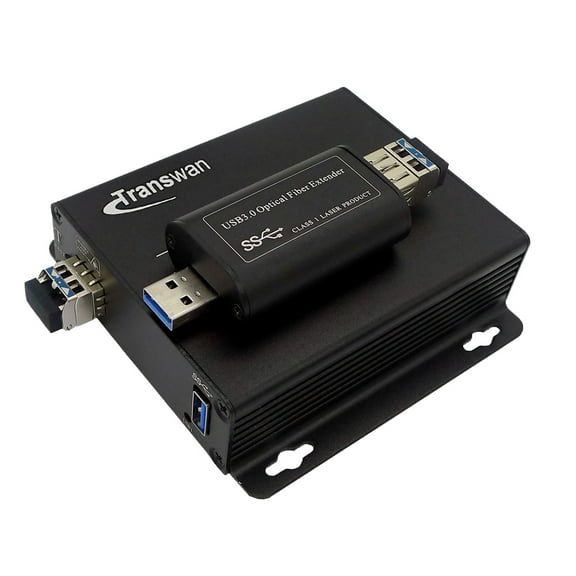 Transwan USB 3.0/2.0/1.1 over Single-mode Fiber Extender to Max 250 Meters w/SFP Module, Backward Compatible USB 2.0/1.1
