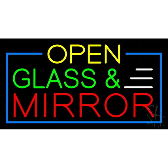Glass and Mirror LED Neon Sign 20" Tall x 37" Wide - inches Black Square Cut Acrylic Backing, with Dimmer - Premium built indoor Sign for Storefront, Store interior, Exhibition, Decor.