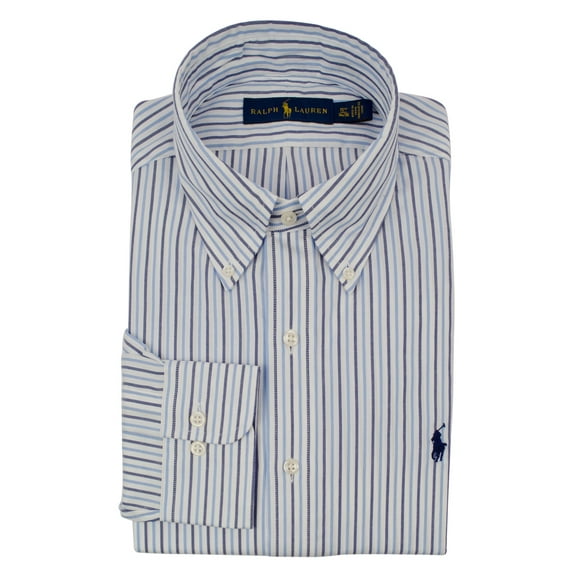 Men's Regular Fit Striped Long Sleeve Dress Shirt-BW-15.5-34/35