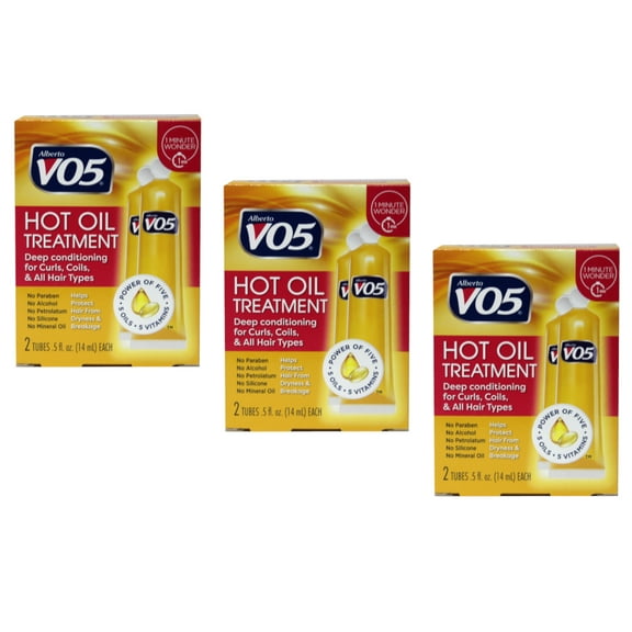 Alberto Vo5 Hot Oil Moisturizing Treatment With Vitamin E - 0.5 Oz, 2 tubes, 3 Pack