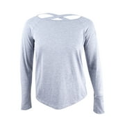 DKNY Women's Open-Back Thumb-Hole Top (L, Grey)