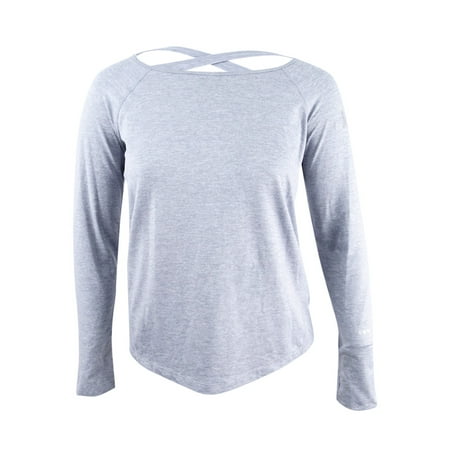 DKNY Women's Open-Back Thumb-Hole Top (L, Grey)