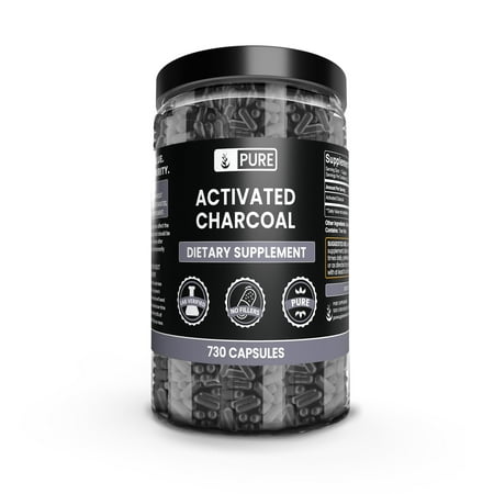 PURE ORIGINAL INGREDIENTS Activated Charcoal 730 Capsules No Magnesium or Rice Fillers, Always Pure, Lab Verified