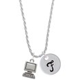 thumbnail image 1 of Delight Jewelry Silvertone Computer Silvertone Script Initial Disc - F - Charm Necklace, 20"+3", 1 of 4