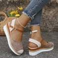 thumbnail image 4 of Mepaouo Women's Closed Toe Platform Sandals Summer Ankle Strap Espadrilles Wedge Casual Slip on Shoes, 4 of 8